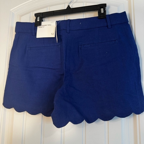 LOFT High Waist Blue Scalloped Shorts - Picture 6 of 8